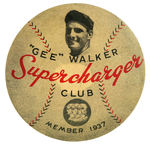 CAR SPONSORED DETROIT TIGERS BASEBALL PLAYER "GEE" WALKER'S CLUB BUTTON.