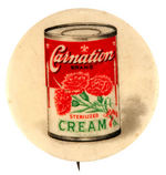 “CARNATION BRAND STERILIZED CREAM” AD BUTTON.