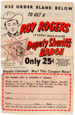 "ROY ROGERS DEPUTY SHERIFF" LARGE STAR BADGE WITH INSTRUCTION SHEET AND BOX.