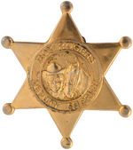 "ROY ROGERS DEPUTY SHERIFF" LARGE STAR BADGE WITH INSTRUCTION SHEET AND BOX.