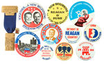 REAGAN AND 1980 REPUBLICAN CONVENTION LOT OF 12 INCLUDING DELEGATE'S BADGE.