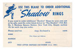 "THE SHADOW BLUE COAL" CLASSIC PREMIUM RING COMPLETE W/ENVELOPE & PAPER.