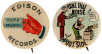 FOUR EARLY PHONOGRAPH MACHINE RELATED BUTTONS.
