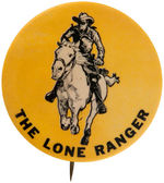 "THE LONE RANGER" LARGE C. 1940 PORTRAIT BUTTON OF HIM GALLOPING ON SILVER.