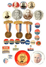 TRUMAN BUTTON COLLECTION WITH TICKET STUB TO 1949 INAUGURAL.