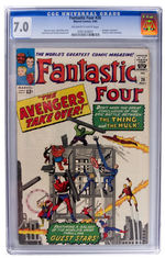 "FANTASTIC FOUR" #26 MAY 1964 CGC 7.0 OFF-WHITE TO WHITE PAGES.