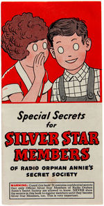 RADIO ORPHAN ANNIE RARE FOLDER FOR "SILVER STAR MEMBERS" 1937.