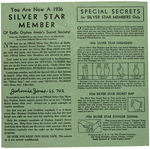 RADIO ORPHAN ANNIE "OFFICIAL 1936 SECRETS FOR SILVER STAR MEMBER."