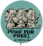 POGO SET BUTTON WITH CARICATURE OF LYNDON JOHNSON FROM 1968.