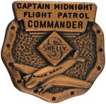 "CAPTAIN MIDNIGHT FLIGHT PATROL COMMANDER" 1ST AWARD BADGE PLUS SKELLY SHEET EXPLAINING HOW AWARDED.