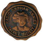 RADIO ORPHAN ANNIE EARLIEST PAIR OF MEMBER BADGES PLUS SECRETS FOLDER.