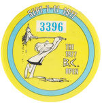 RARE GOLF TOURNAMENT BUTTON FEATURING "B.C." COMIC STRIP CHARACTER.