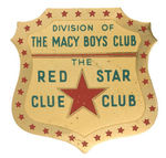 MACY DEPARTMENT STORE 1930s CLUB BADGE WITH RED STAR LOGO NOW BACK IN VOGUE.