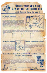 “SKY KING’S TELE-BLINKER” HUGE RING PLUS INSTRUCTION SHEET & MAILER.