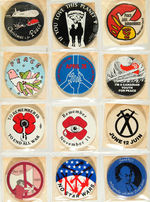 CANADIAN PEACE AND ANTI-WAR 89 BUTTONS FROM 1980s AND LEVIN COLLECTION.