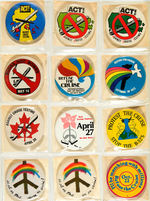 CANADIAN PEACE AND ANTI-WAR 89 BUTTONS FROM 1980s AND LEVIN COLLECTION.