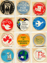 CANADIAN PEACE AND ANTI-WAR 89 BUTTONS FROM 1980s AND LEVIN COLLECTION.