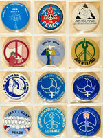 CANADIAN PEACE AND ANTI-WAR 89 BUTTONS FROM 1980s AND LEVIN COLLECTION.