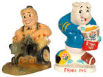 “BIG AGGIE/ERNIE PIG” FARM-RELATED FIGURAL BANK PAIR.