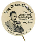 "WOODY HERMAN'S SWEETWIND" RARE MUSICAL INSTRUMENT PROMOTIONAL BUTTON.