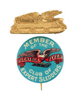 "FLEXIBLE FLYER" PAIR OF EARLY CLUB BADGES.