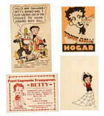 BETTY BOOP/MAX FLEISCHER SIGNED STUDIO POST CARD PLUS 3 BOOP CARDS.