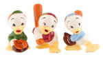 DONALD DUCK & HIS NEPHEWS BASEBALL THEME FIGURINE SET.