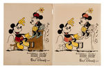 MICKEY & MINNIE MOUSE HAND-COLORED STUDIO FAN CARD PAIR.