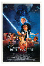 "STAR WARS RETURN OF THE JEDI" ONE SHEET POSTER SIGNED BY THREE CAST MEMBERS.