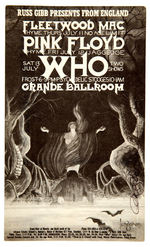 FLEETWOOD MAC-PINK FLOYD-THE WHO GRANDE BALLROOM CONCERT POSTCARD.