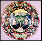 TAFT/SHERMAN SUPERB COLOR LITHO WALL PLAQUE FOR 1909 INAUGURATION.