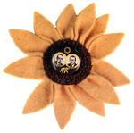 LANDON JUGATE ON ELABORATE FELT SUNFLOWER PIN.