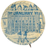 BROWNIES "JANUARY '97" CALENDAR BUTTON W/VISIBLE W&H ADDRESS.