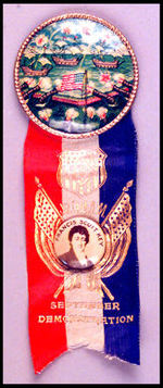 SUPERB STAR SPANGLED BANNER RIBBON BADGE.