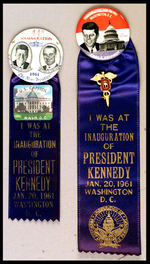 JFK INAUGURATION RIBBON BADGE PAIR.