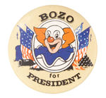 "BOZO FOR PRESIDENT" 1984 SPOOF CAMPAIGN BUTTON.