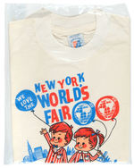 “NEW YORK WORLD’S FAIR 1964-1965 BAGGED SOUVENIR T-SHIRT AND BOXED BELT.