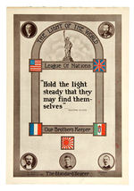 SMALL 1919 POSTER ENDORSING LEAGUE OF NATIONS WITH WILSON ETC.