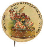 “SOUVENIR KALAMAZOO BAND” 1906 BUTTON FROM HAKE COLLECTION.