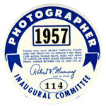 EISENHOWER 1957 INAUGURATION “PHOTOGRAPHER” BADGE.