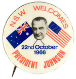 LBJ VISIT TO AUSTRALIA 1966 BUTTON.