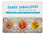 "THREE CABALLEROS" BOXED ASHTRAY SET.