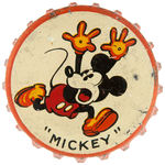 "MICKEY MOUSE AVIATION DEPT." BRASS BADGE PLUS "MICKEY" SODA BOTTLE CAP PINBACK.