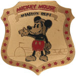 "MICKEY MOUSE AVIATION DEPT." BRASS BADGE PLUS "MICKEY" SODA BOTTLE CAP PINBACK.