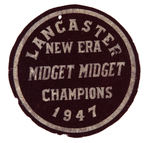 "LANCASTER NEW ERA MIDGET MIDGET CHAMPIONS" MARBLES 1947 PATCH.