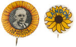 PAIR OF STRIKING 1936 LANDON BUTTONS WITH SUNFLOWER MOTIFS.