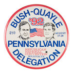 "BUSH-QUAYLE" SERIALLY NUMBERED 1992 PENNSYLVANIA DELEGATION AT HOUSTON JUGATE.