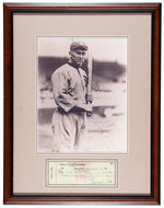 BASEBALL HALL OF FAMER TY COBB SIGNED CHECK FRAMED DISPLAY.