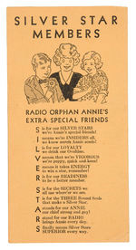 "RADIO ORPHAN ANNIE'S SILVER STAR MEMBER" RARE FOLDER ASSIGNING "OFFICIAL NUMBER."