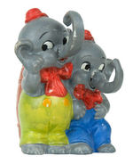 DOUBLE ELMER ELEPHANT RARE TOOTHBRUSH HOLDER.